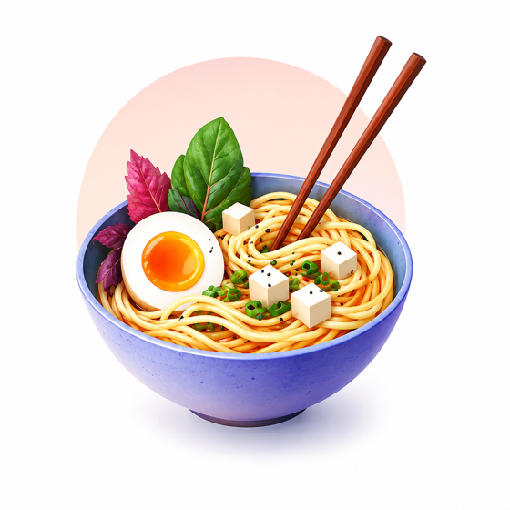 Bowl of ramen with soft-boiled egg